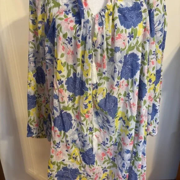 NWOT CHAPS Multi Color 100% Cotton Long Sleeve Blouse - size 3x - Picture 12 of 16